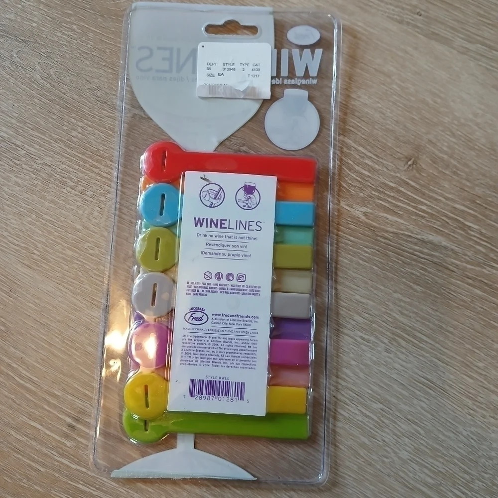 Fred Brand WineLines ID Tags for Stemware Glass Markers Silicone Multicolor